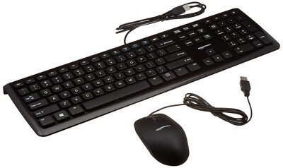 NEW - AMAZON BASICS WIRED KEYBOARD AND MOUSE COMBO