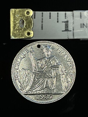 1937 FRANCE FRENCH INDO-CHINA VIETNAM 20 Centimes SILVER COIN RF