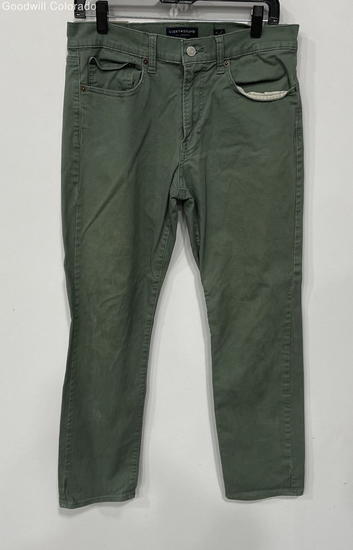 Lucky Brand Mens Green 5-Pocket Design Denim Straight Jeans Size 32/30