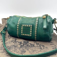 Borsa Campomaggi Mini Boston in pelle con borchie verde antico tracolla Itali...