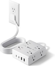 Flat Plug Power Strip Surge Protector USB USB-C Charging Station Extension Cord