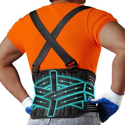 Back Support Belt with 2 Removable Suspender Straps, Back Posture Corrector f...