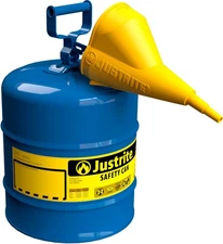 Justrite 5 Gallon Type I Blue Safety Can for Kerosene with Flame Arrester, Self-