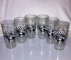 Set of 6 Anchor Hocking COW Black & White Tumblers Glasses 16oz VTG EXCELLENT