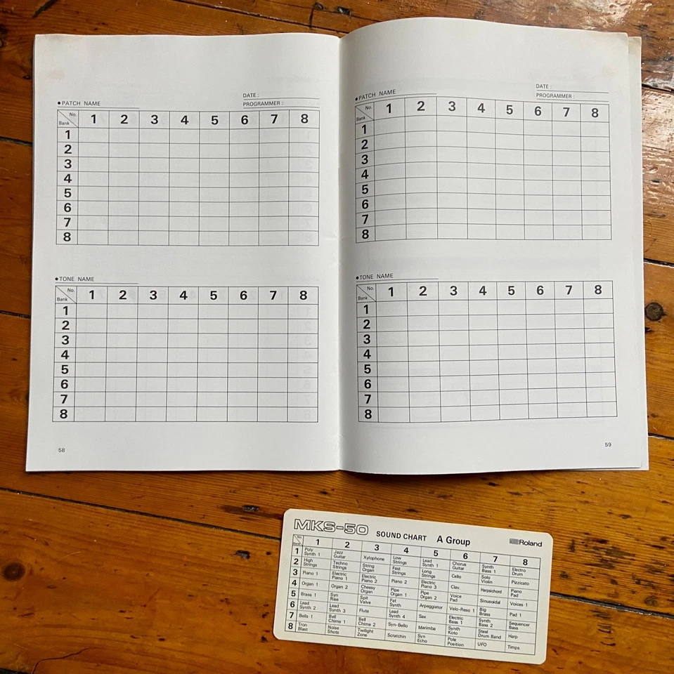 Roland MKS-50 Synthesizer Module Original Owner's Manual + Sound Chart c.1986 - Image 3 of 4