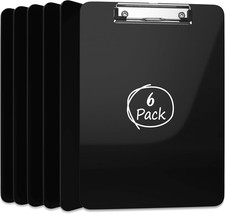 Plastic Clipboards Black Clip Boards Metal Clip Board 12.5" X 9" 6 Pack