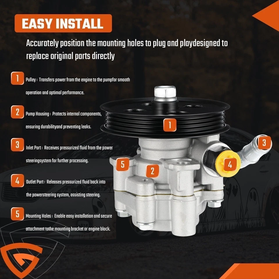 Power Steering Pump w/ Pulley for Lexus ES300 RX330 Toyota Avalon Camry Sienna - Изображение 2 из 4