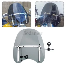 Universal 17 x 16" Smoke Motorcycle Windshield For Harley Yamaha Kawasaki Honda
