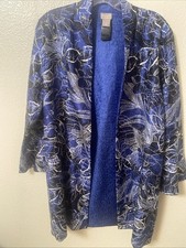 Chico's Travelers Lightweight jacket with a blue floral print. Size 1 0011 