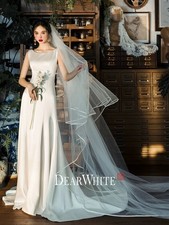 Dear White Long Elegant Wedding Veil with comb, 12.47 ft 9.84 ft
