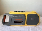 Sony Sports CFM-104 Boombox AM/FM Radio Cassette Yellow Tested Works Battery Op