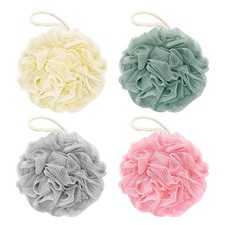 4 PCS Bath Loofah Sponge 60g Exfoliating Body Scrubber Mesh Pouf Light Color