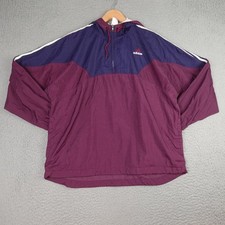 Vintage Adidas Track Jacket Mens Large Red Purple Pullover Windbreaker Half Zip