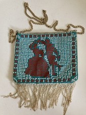Vintage Candy Dot Multi-Color Beads  Chain Strap Beaded Fringed Purse. Dancers