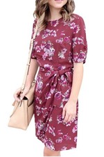 ASTR the label Anthropologie Floral Short Sleeve Faux Wrap Mini Dress Medium
