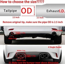 2.5Inlet 3.5Outlet Exhaust Tips Carbon Fiber Tailpipe Exhaust Pipe Tail Throat