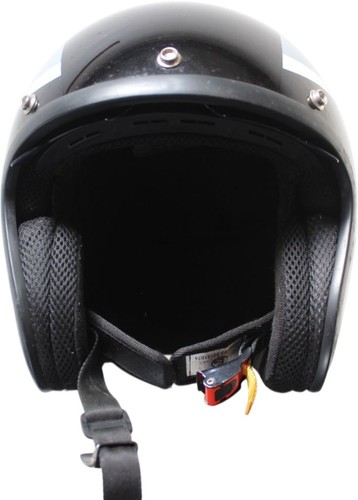Black Open Ece-r 22.05 Face Motorcycle Helmet White Stripes Quick Release Buckle