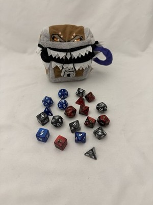 Dungeons & Dragons DnD Mimic Chest Dice Bag Pouch Wizards of the Coast w/ Dice