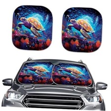 Car Sun Shade Windshield Auto Sunvisor Protector, Anti-UV Colored Sea Turtle