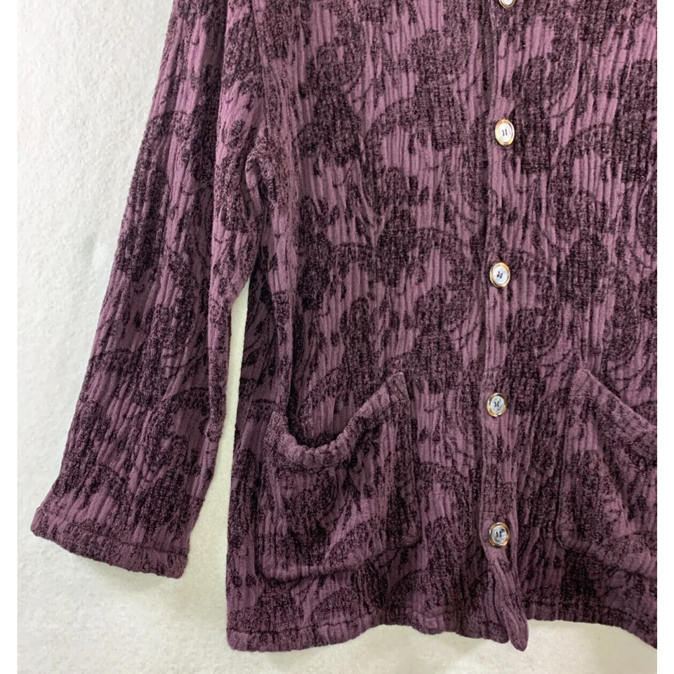 Винтажный CP абажуры женщин текстурированный кнопка верхний Sz L фиолетовый прихотливый ведьмы - Изображение 4 из 4