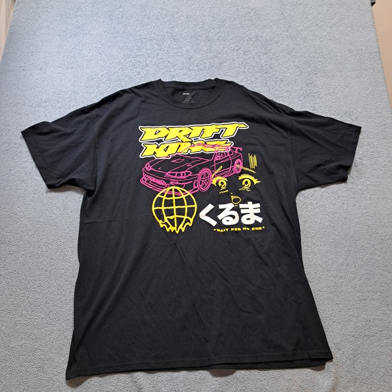 Nova Men Drift King Short Sleeve T-Shirt Mens Size 2XL Black Casual Crew Neck