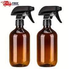 2 Pack 16Oz Amber Plastic Spray Bottles Refil...