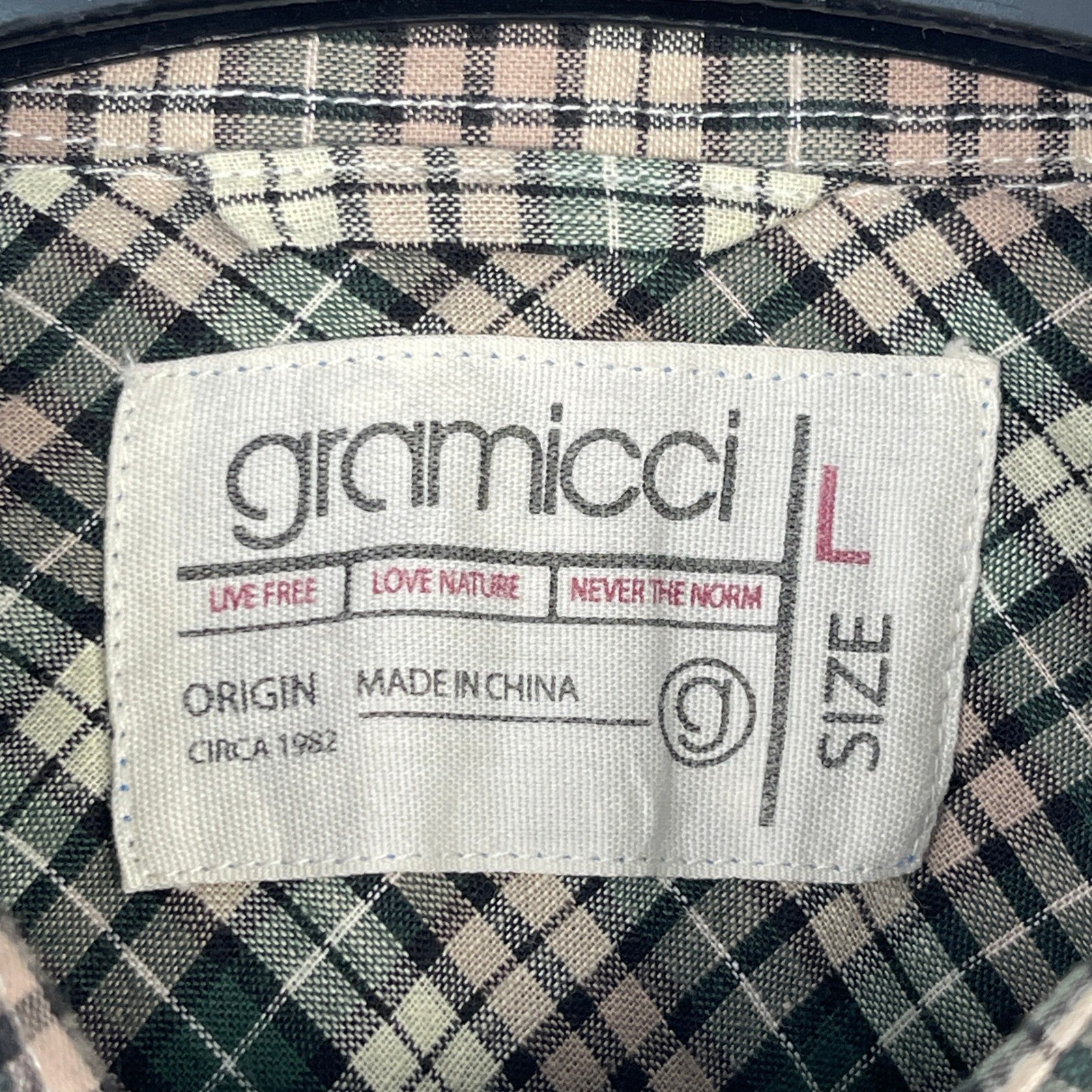 (LOT OF 2) Gramicci Plaid Button Up Shirts Mens L Green Blue Brown Plaid Casual image 2