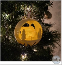 Light Up Winter Cabin Ornament – 3D Printed Holiday Decoration (Includes LED Tea