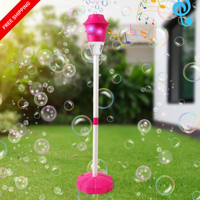 Kids Bubble Maker Automatic Blaster w/ Music Lights Adjustable Height Party Red