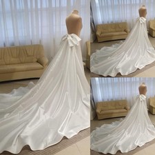 Wedding Detachable Skirt Removable Train White Ivory Satin with Big Bow