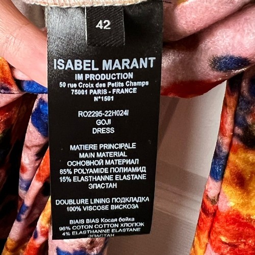 Isabel Marant Womens Velvet Floral Long Sleeve Goji Printed Ruched Mini Dress 10 - Picture 12 of 12