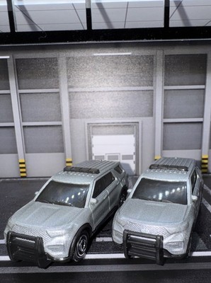Lot Of 2 Matchbox ‘23 Custom Unmarked Silver Ford Interceptor SUV Police NLFFP