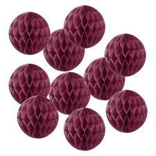 10Pcs Boules de Fleurs en Papier de Soie 8" pour Décoration Murale, Bordeaux