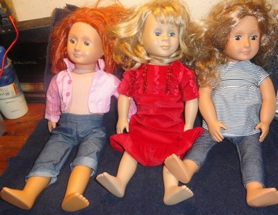 3 VINTAGE AMERICAN GIRL DOLL LOT BATTAT OUR GENERATION BLONDE BRUNETTE REDHEAD