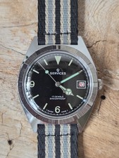 Vintage Services 17 Jewels Shockproof Swiss Made Diver Style Watch Date Working