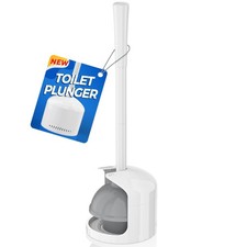 Toilet Plunger with Holder, Plunger with Holder for 5.3-inch Toilet Drain, Pl...
