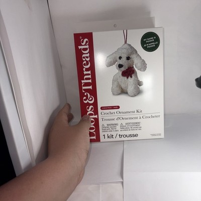 Crochet Kit White POODLE Dog Ornament Kit 8.5'' x 6'' with Hook Advanced Level NEW