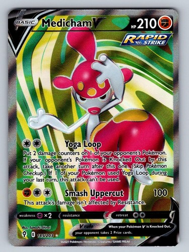 Medicham V 185/203 NM/M Evolving Skies UR Pokemon Holo T02237