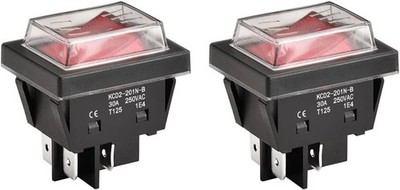 High Current Rocker Switch 30A 250VAC ON OFF DPST 4 Terminals Red Light T125