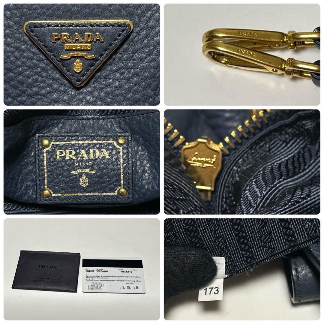 Prada Triangle Logo Vittello 2-Way Shoulder Bag Leather Women Used Authentic thumbnail 10