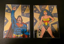 DC Stars Superman F1 & Wonder Woman F3 Cards, 1994 Skybox, FOIL CHASE CARDS