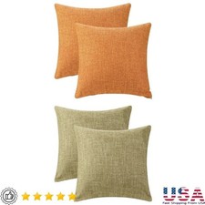 4 Pcs Soft Linen Throw Pillow Covers Cushion Cases Zip Closure Machine Washable