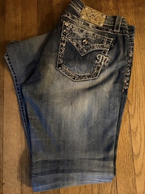 Miss Me Women s Bootcut Jeans Medium Wash Blue Denim Embroidered Rhinestone