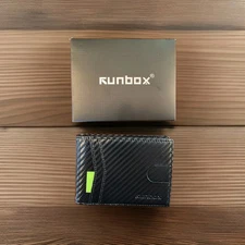 New RUNBOX Wallet for Men Slim Rfid Blocking  Leather 2 ID Window with Box