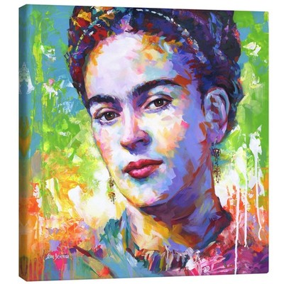 Leinwandbild Frida in buntem Porträt - Leon Devenice