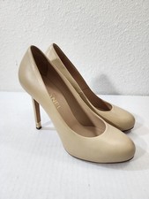 Chanel Women Nude Logo Leather Classic Round Toe High Heel Pumps Size 39.5