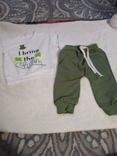 Baby Boy 6/12 Months St. Patricks Day Outfit Set New Long Sleeve Top and Pants
