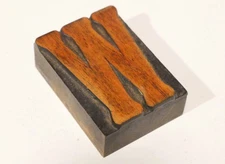 Vintage Letter "W" Wood Letter Press Printing Block  2-1/2 in. Tall