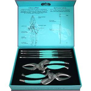 Toadfish Crab/Lobster Tool Set - 2 Shell Cutters &amp; 4 Seafood Forks - Picture 1 of 1