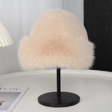 Fluffy Winter Dome Beanie Hat with Thick Faux Plush Unisex Thermal Hat